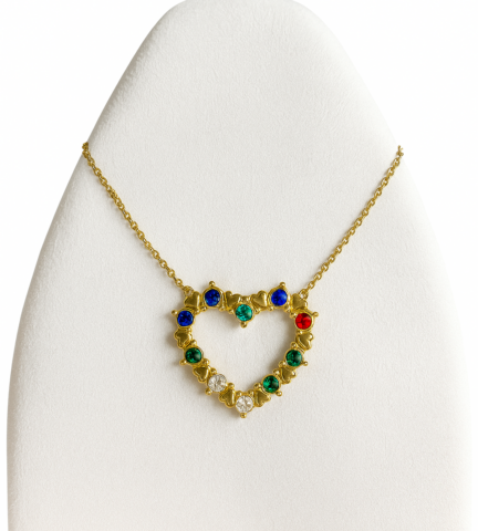 Collar de acero corazón colorido