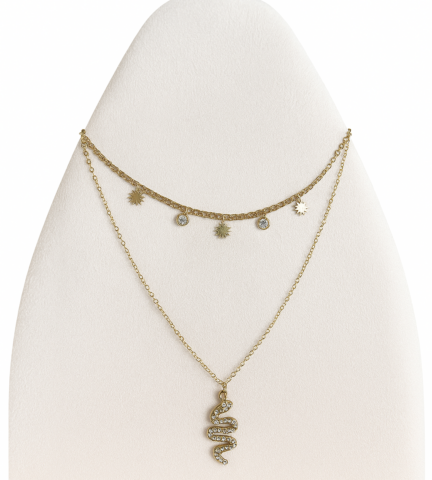 Collares acero, serpiente y soles