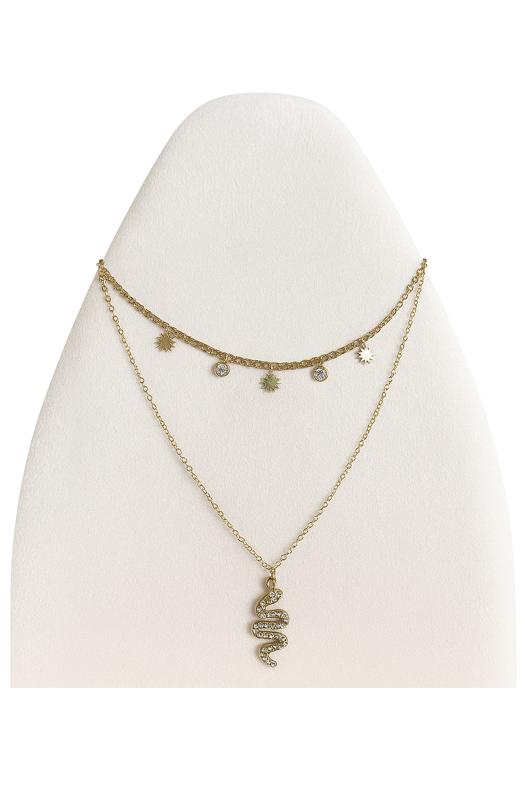 Collares acero, serpiente y soles