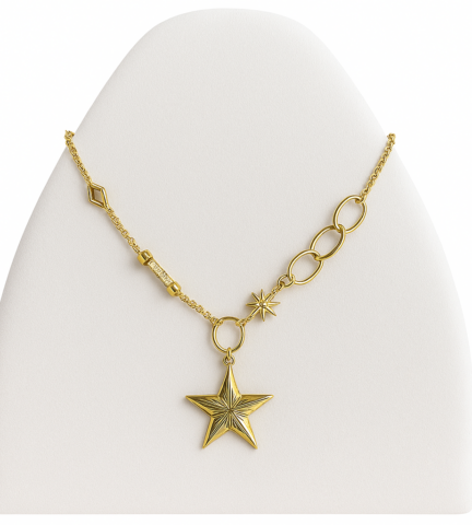 Collar Dorado Estrella & Encanto Geométrico