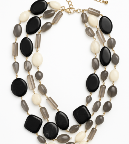 Collar Multicapa de Piedras en Tonos Neutros