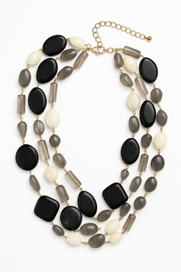 Collar Multicapa de Piedras en Tonos Neutros