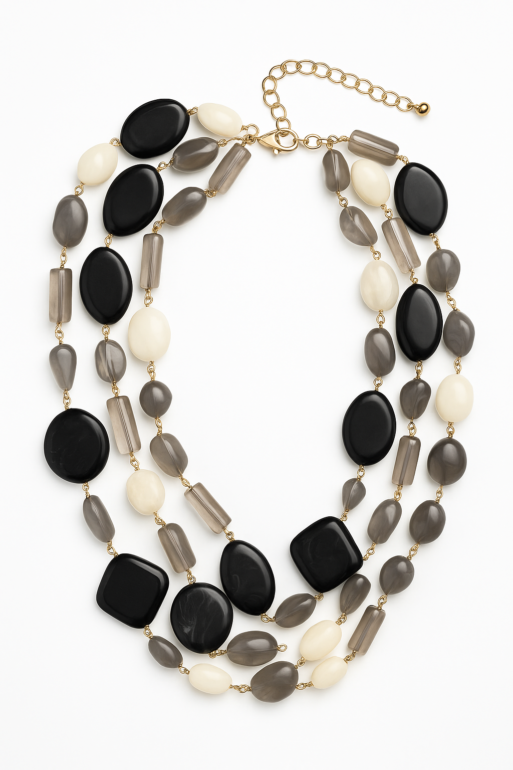 Collar Multicapa de Piedras en Tonos Neutros