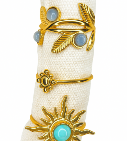 Pack de 3 Anillos de Acero Dorado