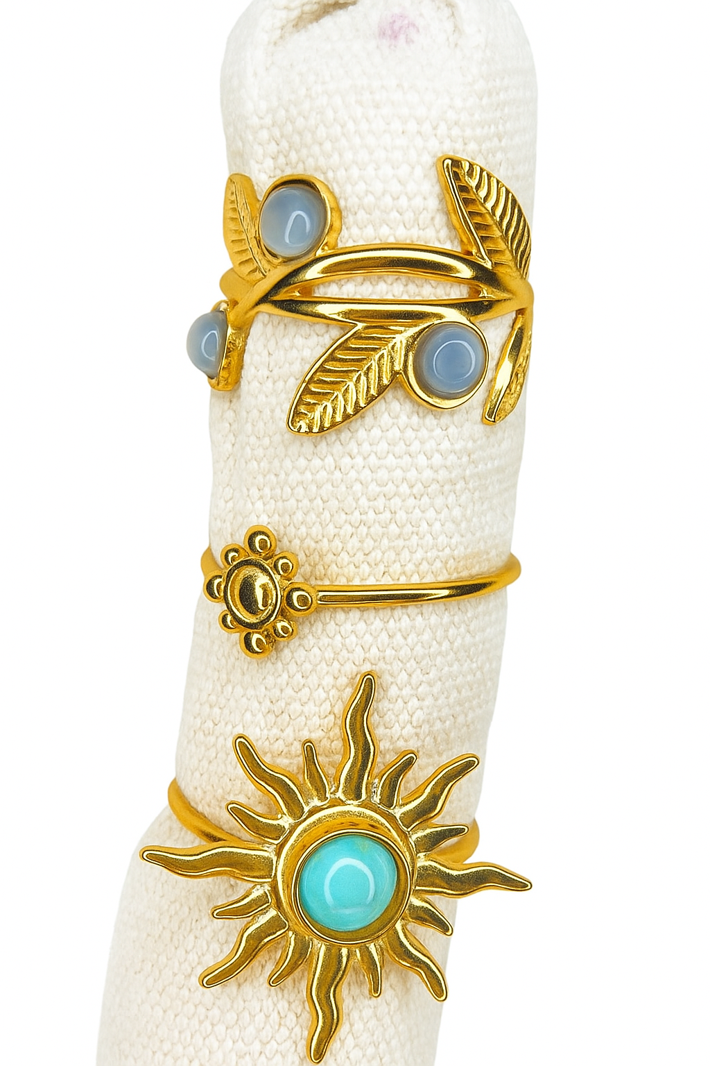 Pack de 3 Anillos de Acero Dorado