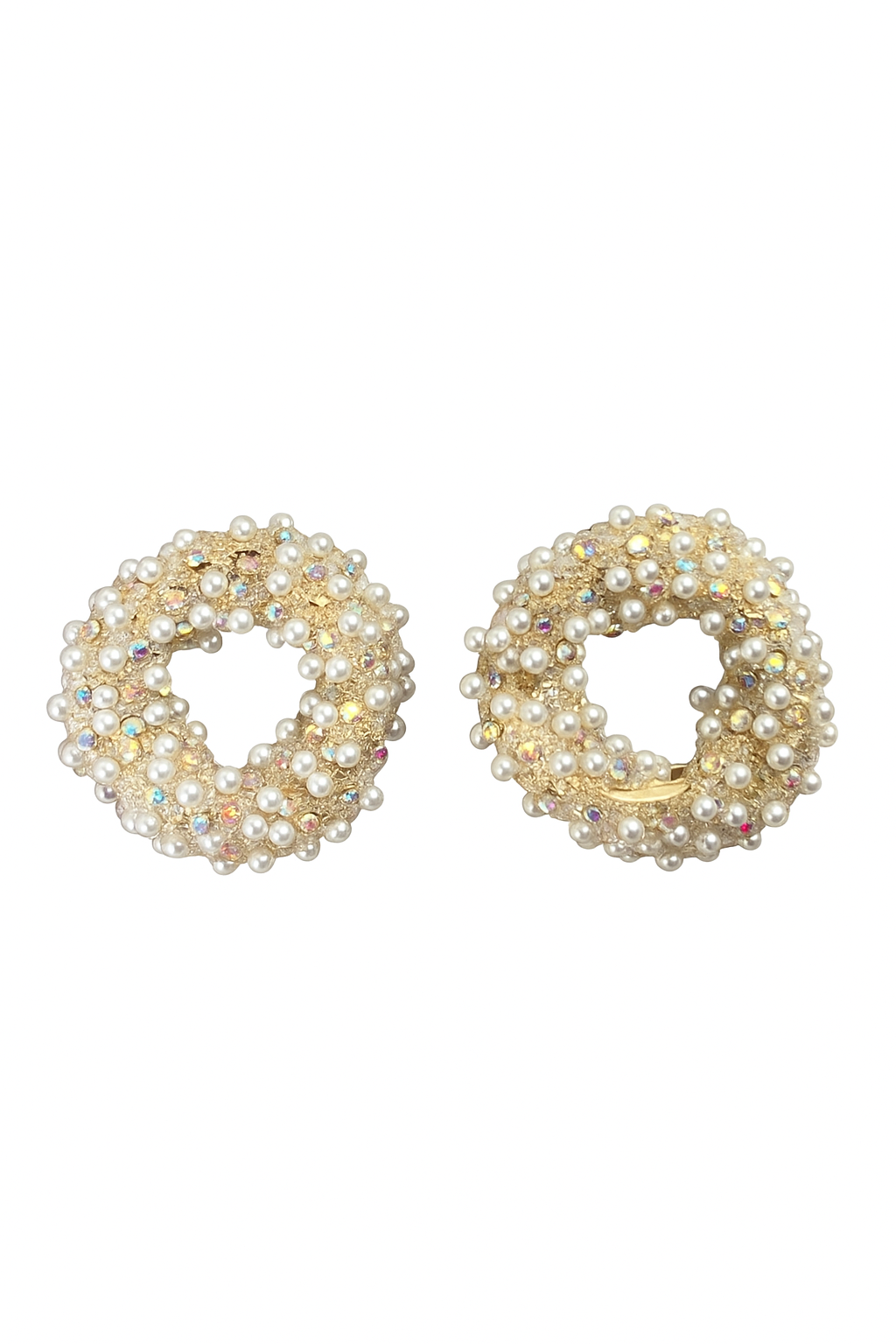 Pendientes Dorados con Perlas y Brillos