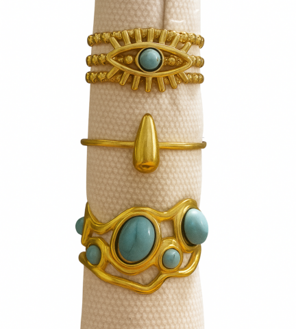 Pack de Anillos de Acero Inoxidable Dorado