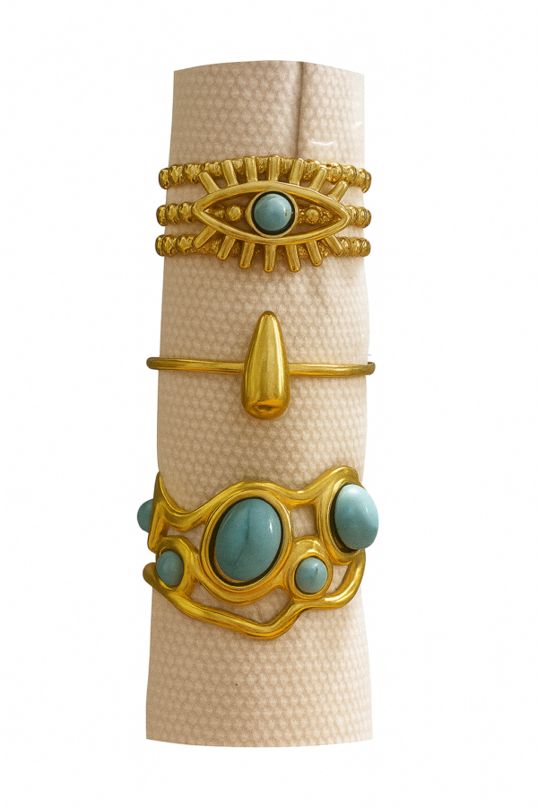 Pack de Anillos de Acero Inoxidable Dorado