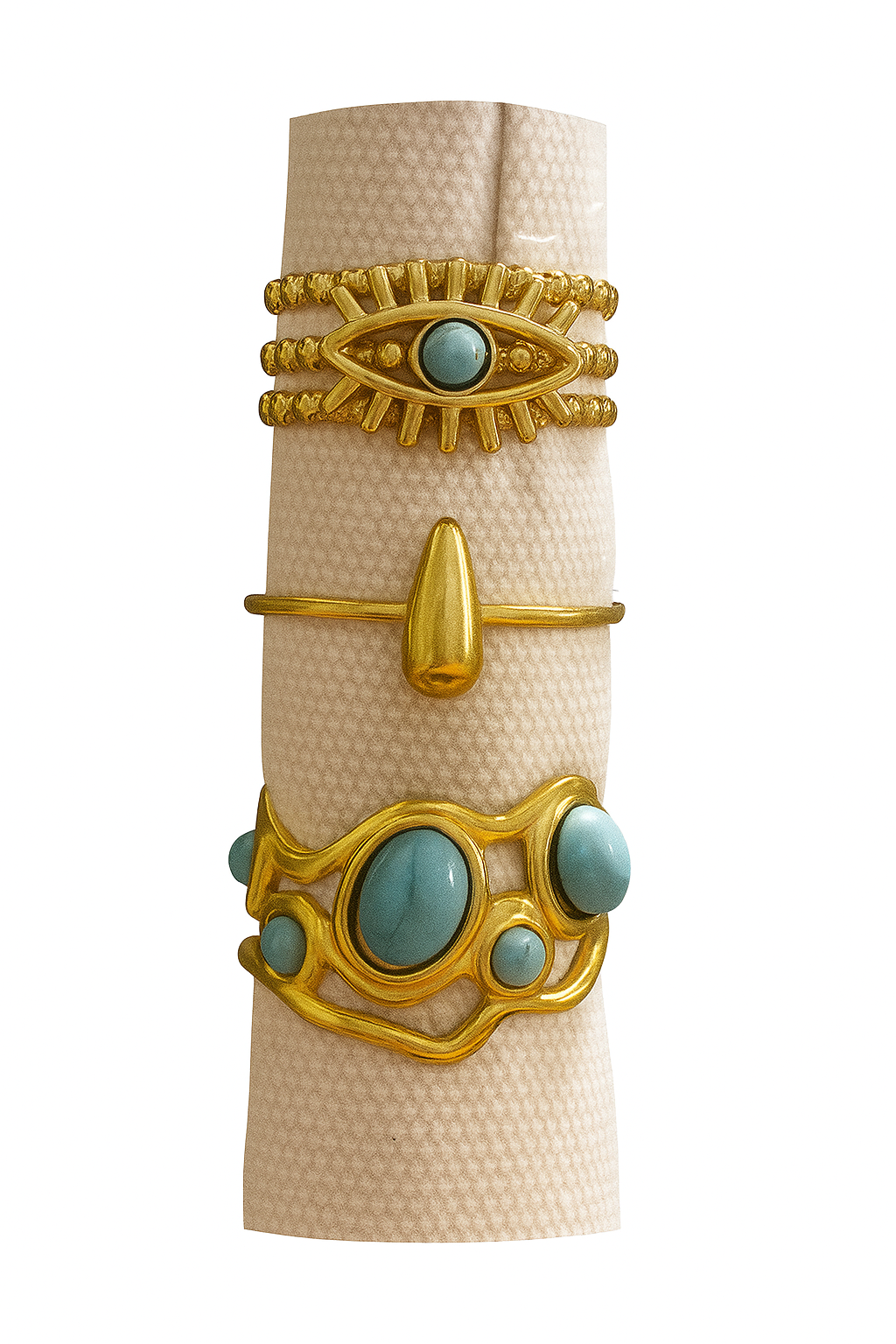 Pack de Anillos de Acero Inoxidable Dorado